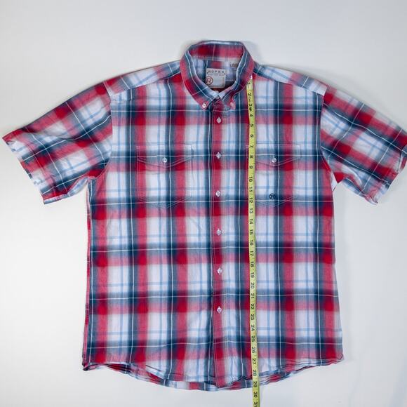 Roper Short Sleeve Plaid Button Up Mens Size L - Picture 7 of 10